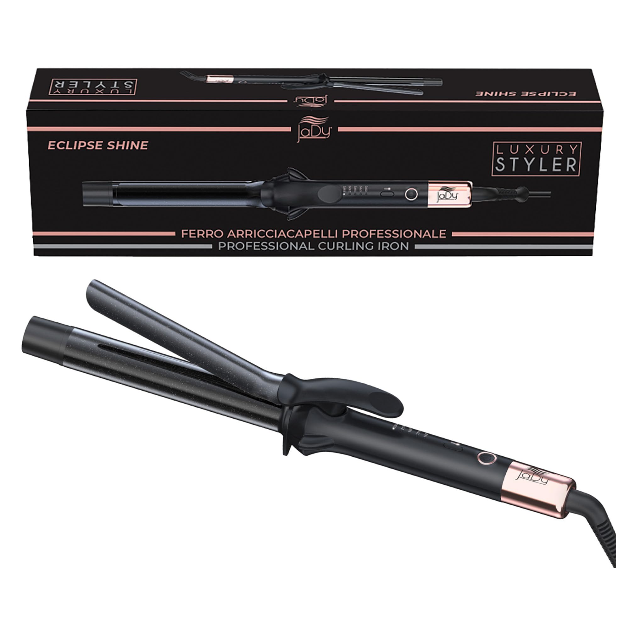 JaDy Luxury Styler Eclipse Shine 25 mm profesjonalna lokówka z powłoką turmalinową/ceramiczną, ujemne jony przeciw puszeniu się, temperatura 120-230°C