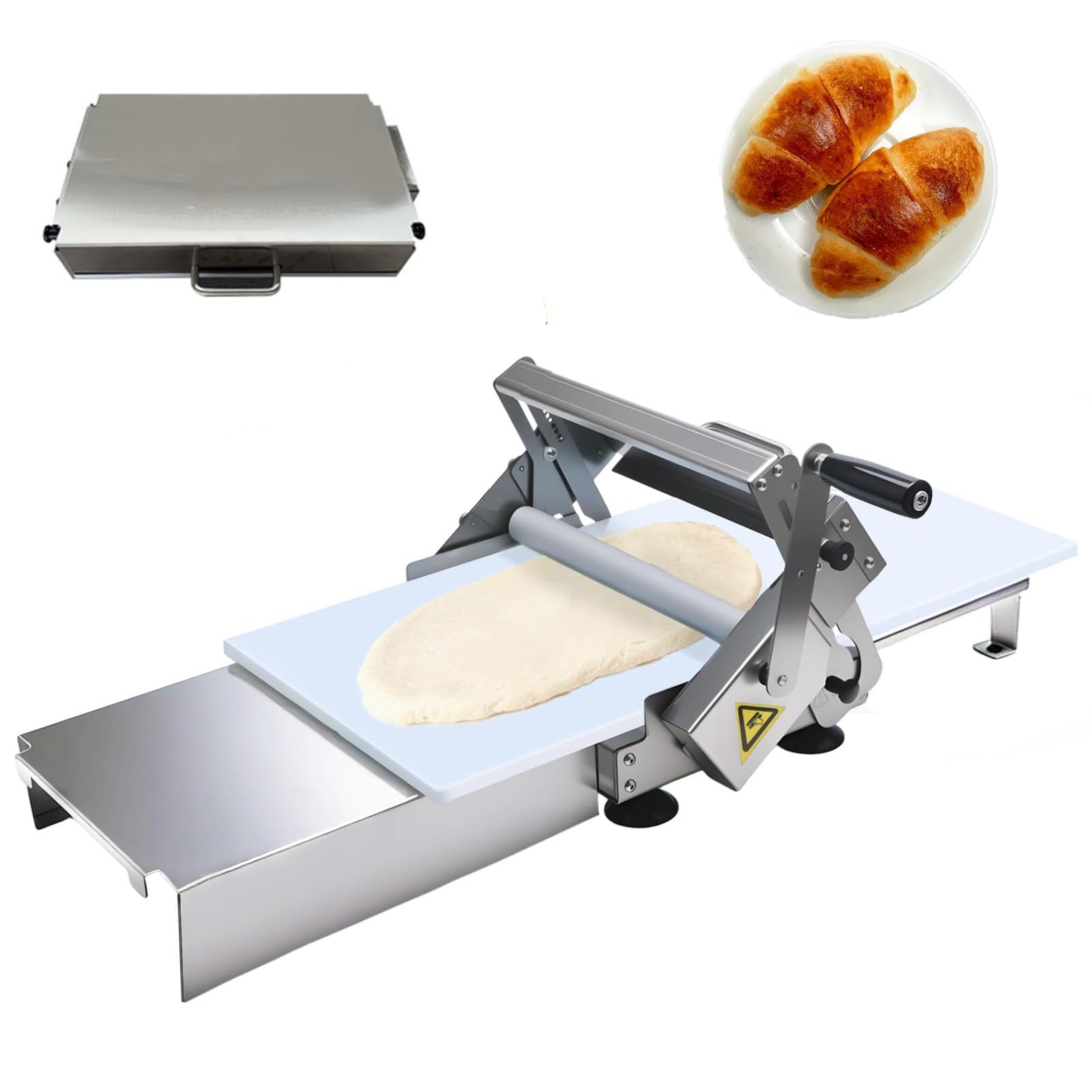 Teigblech, verstellbare Dicke Laminator, Edelstahl Gebäckwalze, Faltbares Design für Pizza, Croissant, Kekse und Pasta - Heim & Bäckerei Gebrauch (60 x 30 cm)