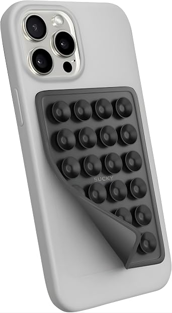 Suction Phone Case Mount, Phone Sticky Grip for iPhone and Android, Adhesive Phone Accessory, Hands-Free Mirror Shower Phone Holder for Videos and Selfies Black