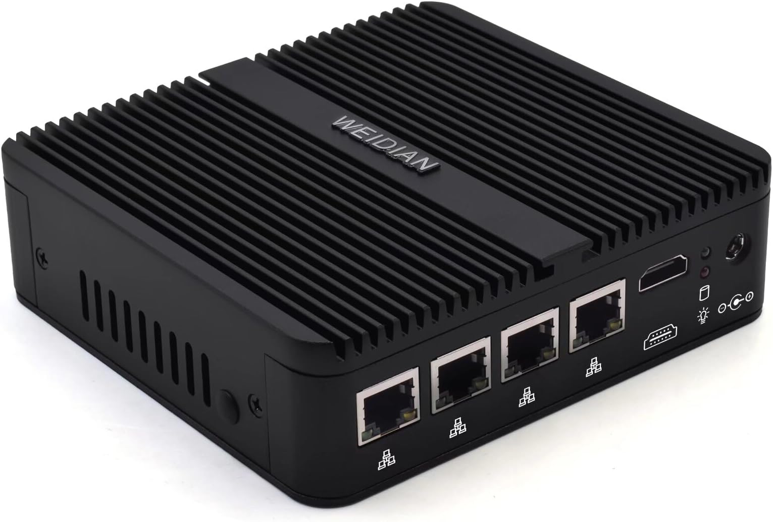 Firewall PC 2.5GbE, Fanless Computer, OPNsense, Network Security Micro Appliance, Router PC, Celeron J4125, AES-NI, HD, RS232 COM, 2USB3.0, 4RJ45 LAN, SIM Slot(8GB RAM 256GB SSD)