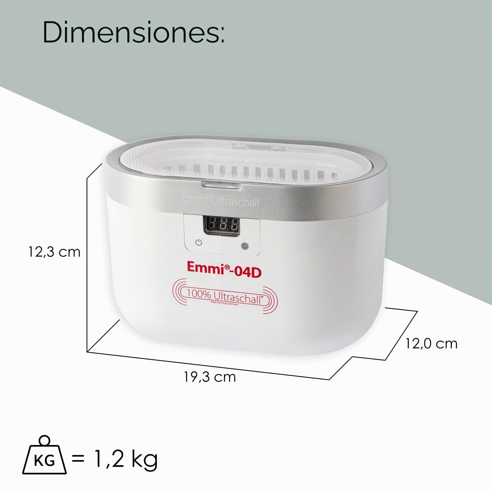 EMAG Limpiador ultrasónico Emmi 4D Ideal Limpieza – Gafas, Productos dentales, Oro, Monedas, Reloj (Impermeable) Dispositivo de Limpieza ultrasónica de Alemania