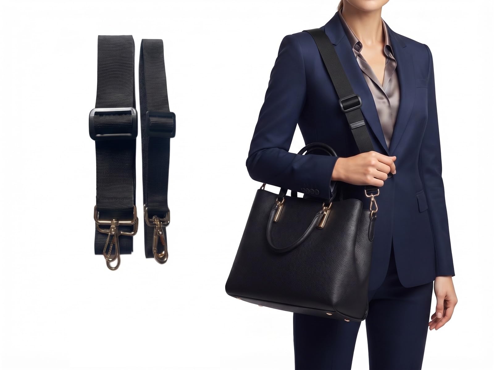 basri durable wide strap, bag shoulder strap, adjustable bag shoulder strap, single-shoulder bag, women's crossbody bag, nylon strap, replacement strap (black, 3/4 inch)