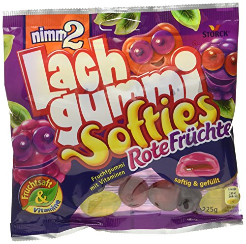 nimm2 Lachgummi Softies Rote Früchte (15 x 225g) / Gefüllte Fruchtgummis mit Vitaminen