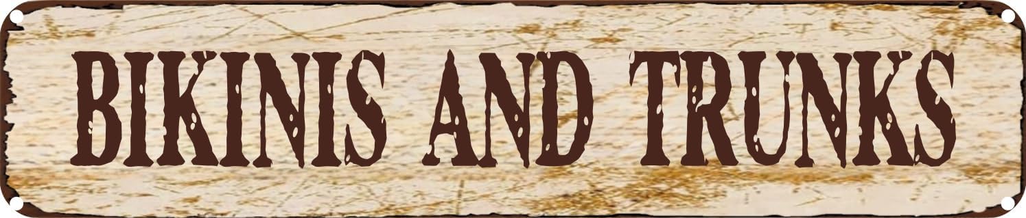 Ensound A233 Vintage Tin Sign Retro Metal Wall Decor Bikinis And Trunks Rustic Aluminum Plaque For Home,Bar,Kitchen,Garage,Man Cave 4X16 Inch