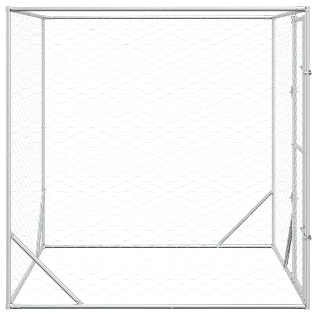 vidaXL Cuccia per Cani da Esterno Argento 2x2x2 m Acciaio Zincato