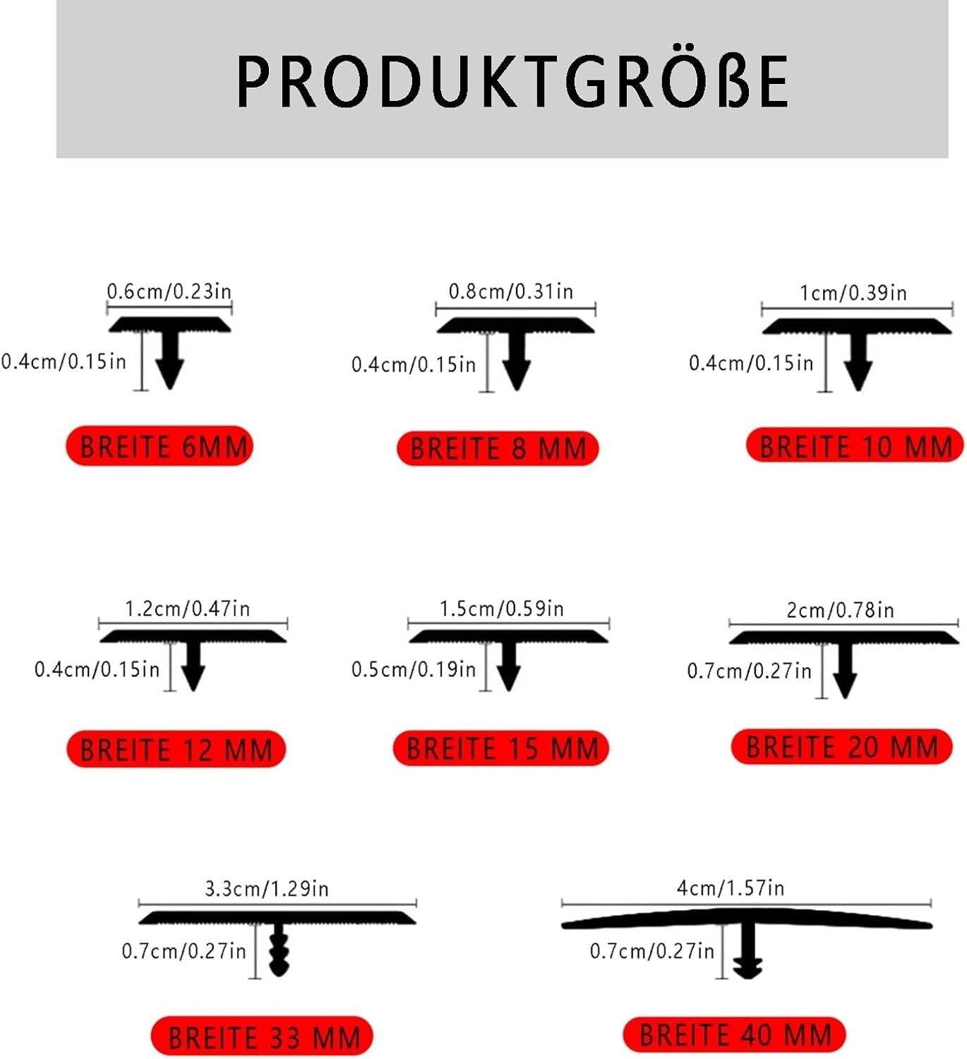Profil aluminiowy TTransition 2 x 135 cm do laminatu winylu i płytek Trwała odporna na zarysowania osłona progowa i wykończenie krawędzi do użytku wewnątrz (czarna szerokość: 3 m)
