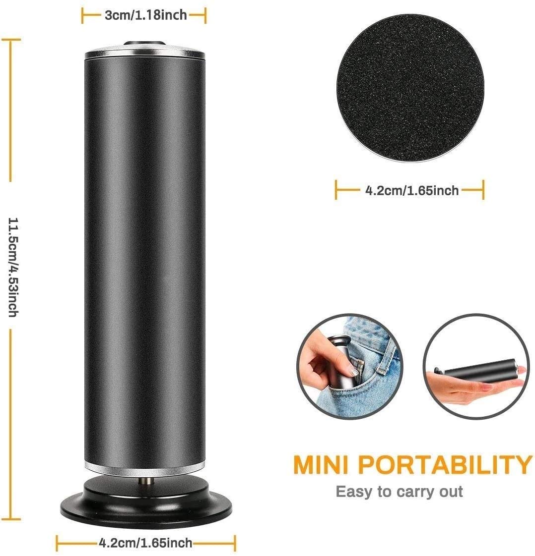 Callo File di Piede Elettrico di rimozione for Il Piede, Pedicure Piede Cura for la Pelle Morta Duro Incrinato Secco, con Dischi di Ricambio 60pcs (Color : Black)