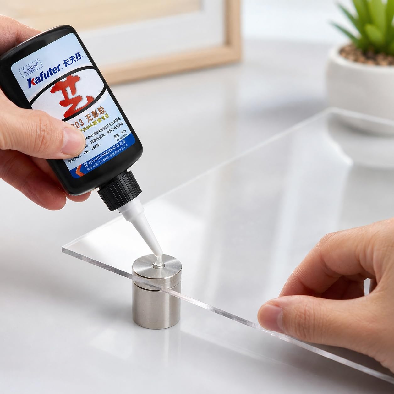 VIDOO Kafuter K-303 Elastyczny Uszczelniacz Kopolimeru Akrylowego, Uszczelniacz Kopolimeru Akrylowego Łączenia Plastiku ze Szkłem, Żel Wstępnego Mocowania 10 Sekund, Pleksiglas Optyczny, 250g