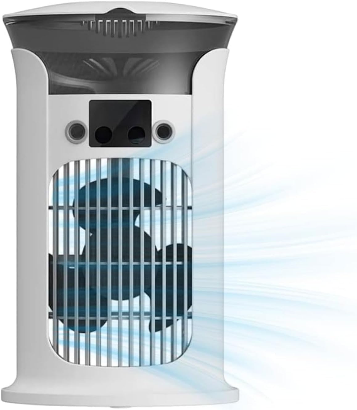 Portable Air Cooler for Room, 4-in-1 Multifunctional Mobile Air Conditioner with Large Water Tank, Evaporative Cooling Fan for Home Office Travel, White Orange Blue, 27x16.3x16.3cm (White)