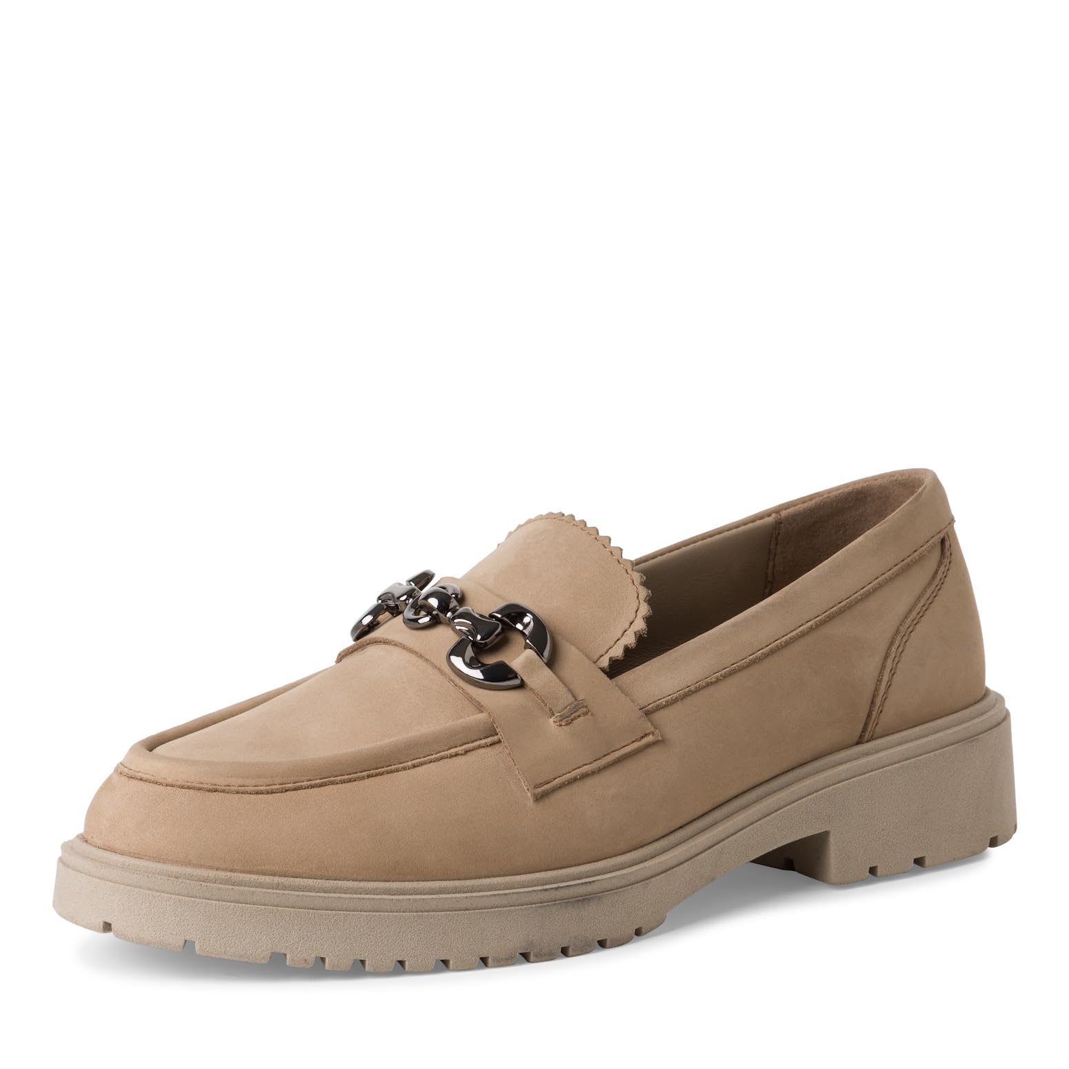 Marco Tozzi Damen Loafer ohne Absatz aus Leder mit Schnalle