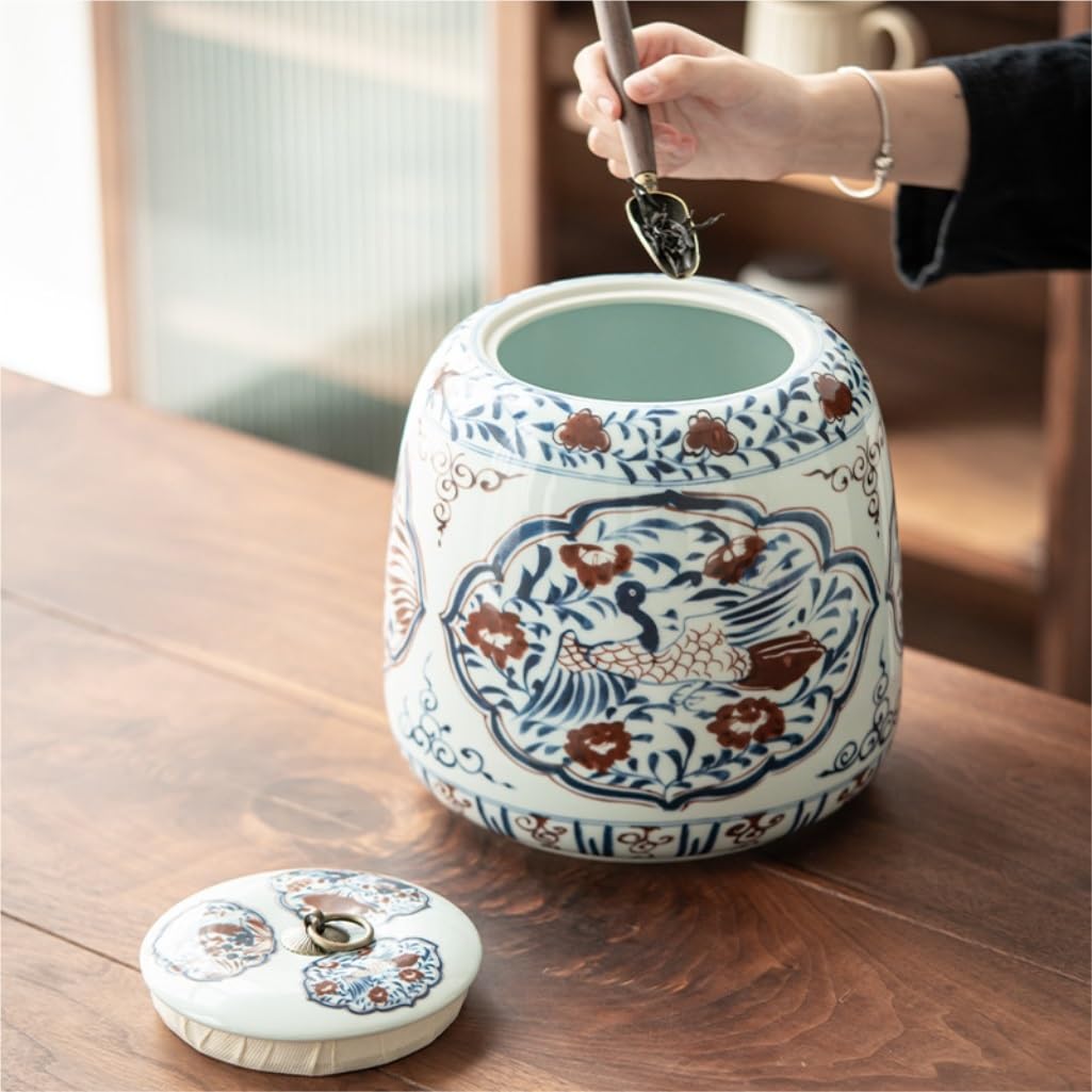 XYNSNDB Kanistry kuchenne Duży zbiornik do przechowywania herbaty luzem Ceramiczny orzech Kawa Zamknię zbiornik na płatki zbożowe Domowe pudełko na herbatę o dużej pojemności Duży cylinder na herbatę