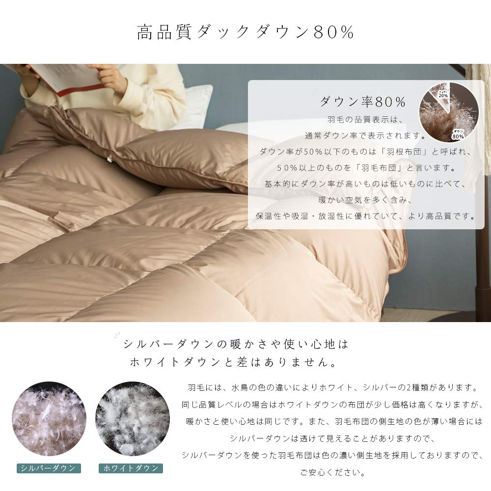 Amazon｜羽毛布団 シングル 二枚合わせ 布団セット シングル ダウン80