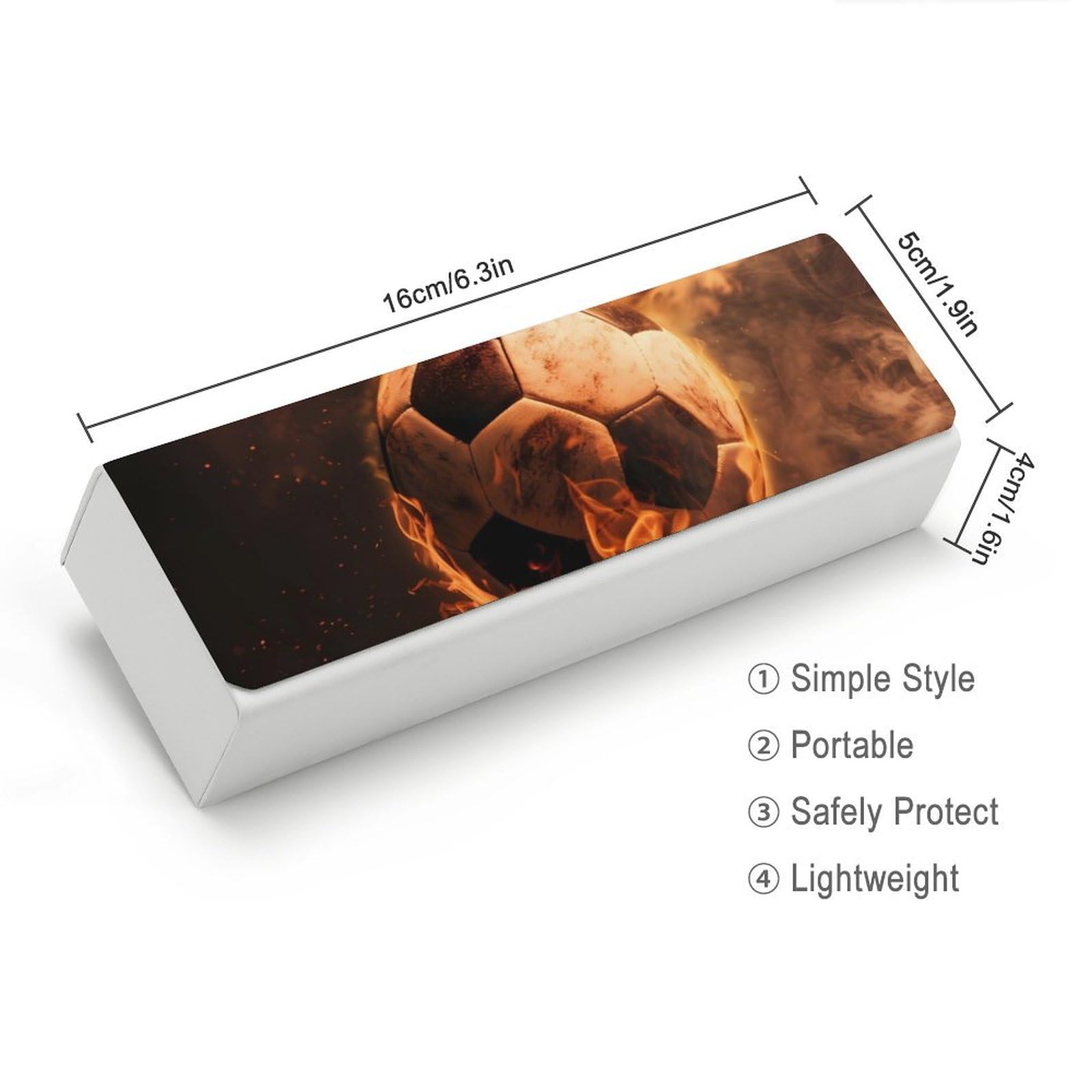 Burning Football Soccer Sport Leather Glasses Case Fashion Hard Shell Portable Sunglass Organizer Eyeglasses Case for Mens Women