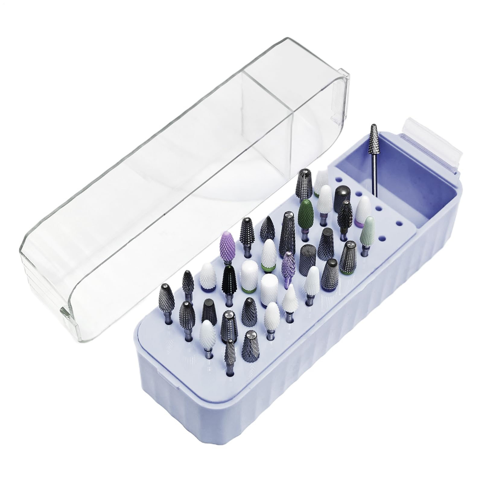 Boîtier pour Forets d'Ongle - Contenant Organisateur à 40 Emplacements pour Fraises de Manucure | Boîte de Rangement avec Couvercle Transparent Anti-Poussière pour Meulage, Soin des Cuticules,