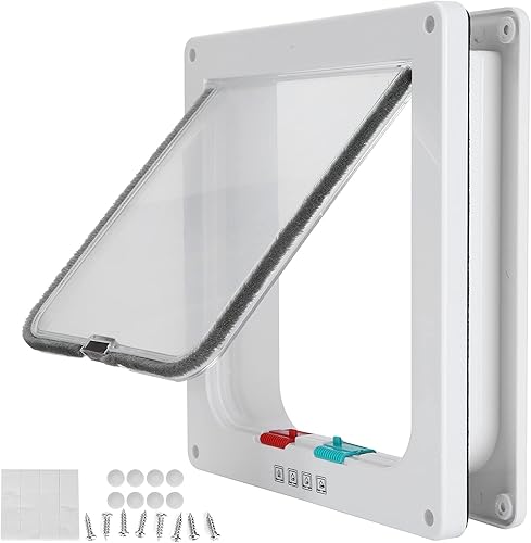 Puerta de gato para puerta de mascotas, puerta interior para mascotas, puerta abatible para mascotas, cerradura de seguridad, puerta abatible para