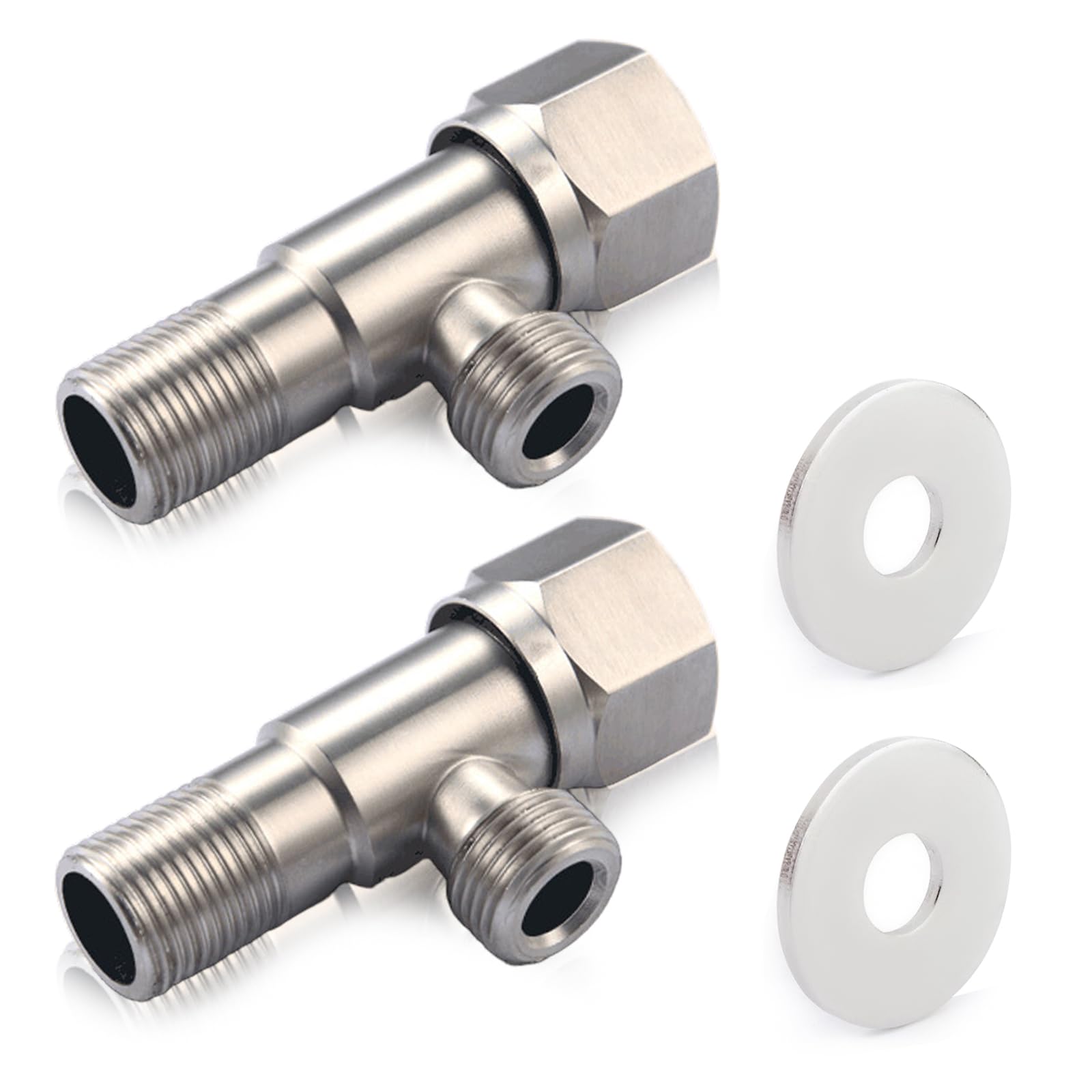3 Stück 304 Edelstahl Eckventil 1/2 Zoll Eckregulierventil Schlauchanschluss 3/8 Zoll für Kaltes Warmes Trinkwasser