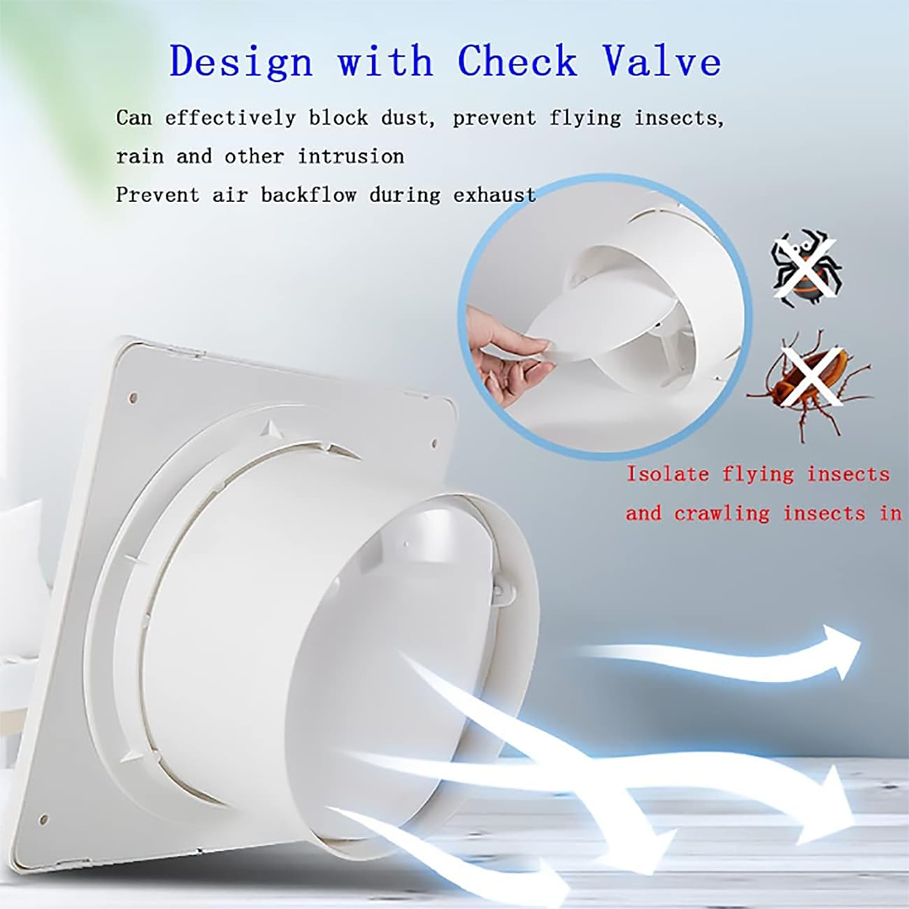 ICEMOB Extractor Baño Silencioso,Ventilador Extractor De Aire con Válvula De Retención,1250 RPM Extractor Cocina,para Cocina,Inodoro, Oficina,Invernadero,Garaje,6 Inches