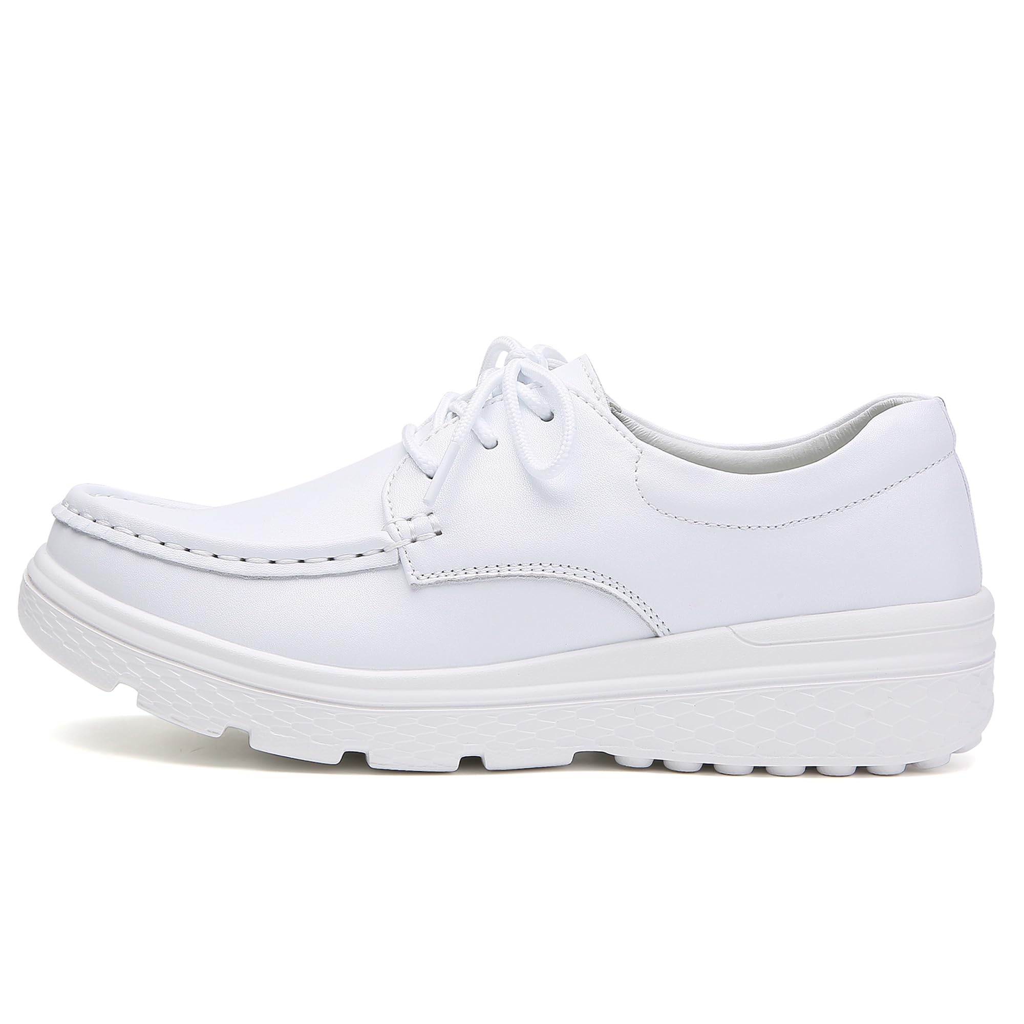 Women's Nurse Shoes Lightweight and Anti Slip Work Flat Sole Shoes Cushion Comfortable and Breathable Professional Classic Nursing Shoes White