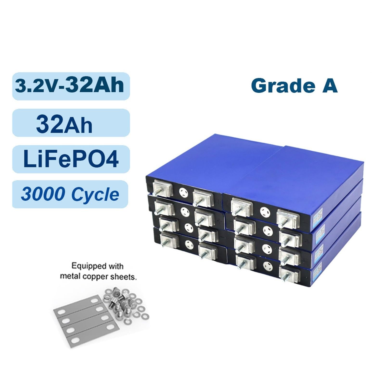 For VariCore 3.2V 30Ah Lifepo4 Batteries 4S 12.8V 24V Lithium Fer Phosphate Batterie Solaire Moto Véhicule Électrique Goujon