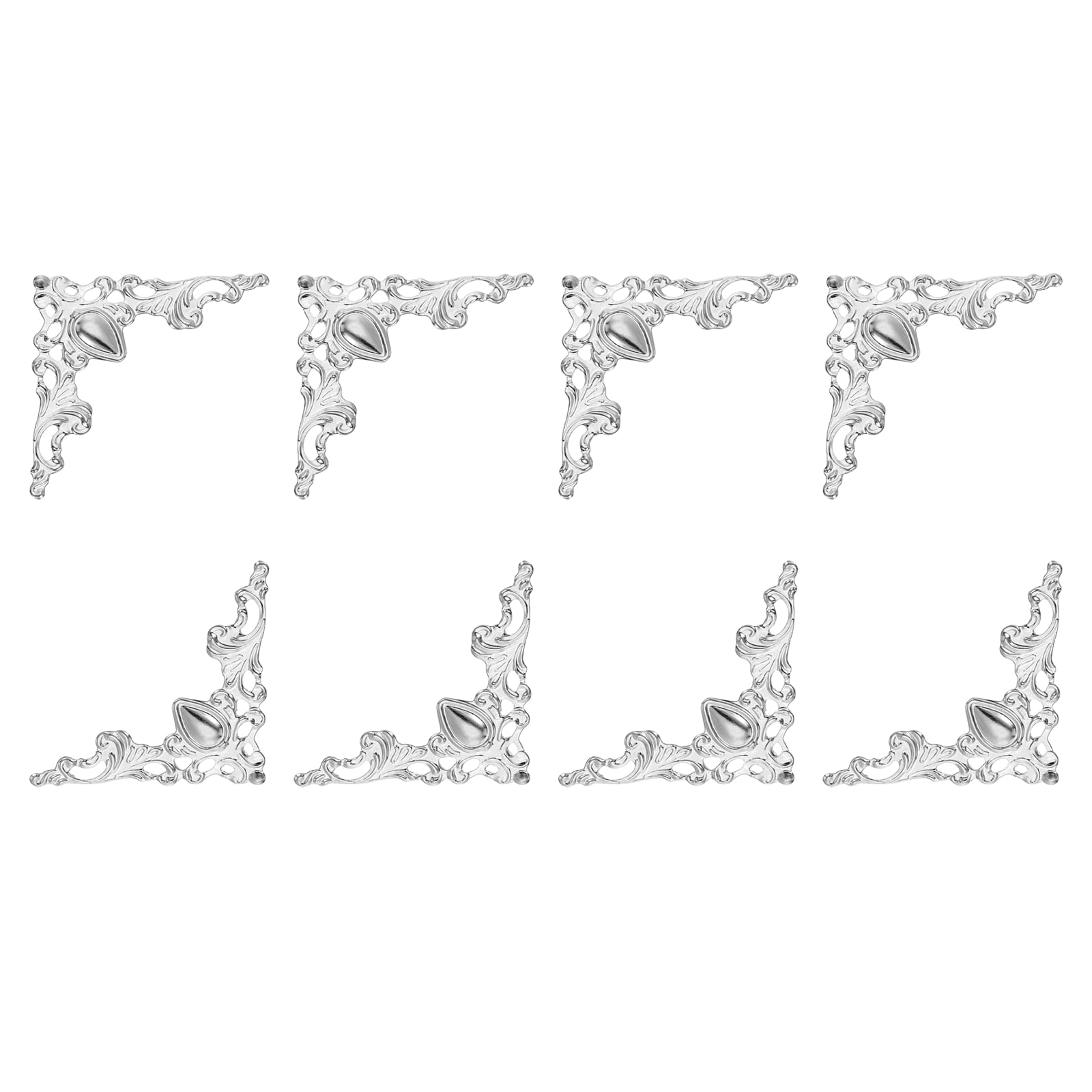 Soportes de esquina planos vintage de metal blanco uxcell 48 piezas