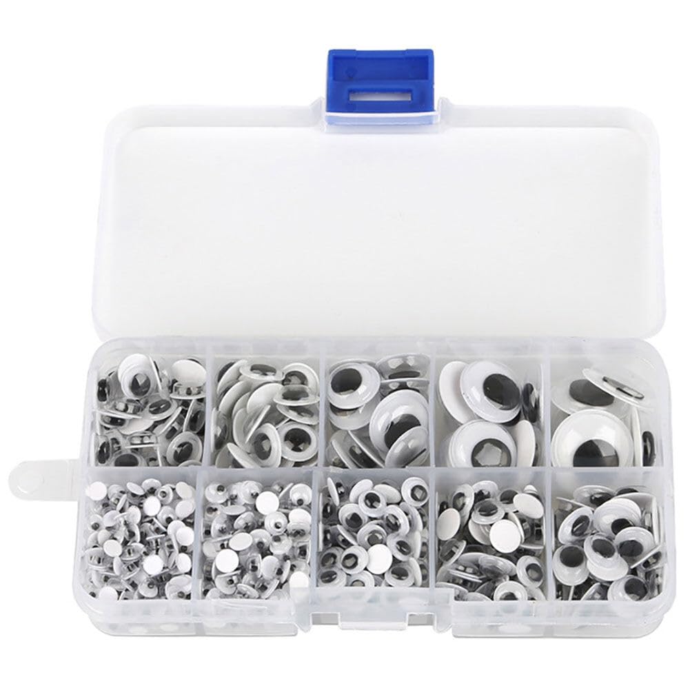 600pcs Googly Eyes Craft Eyes Sticker Self Adhesive Black White Small Plastic Wiggle Stickers Eyes with Multi Sizes for Shcool DIY Crafts Projects, Halloween Christmas Decoration