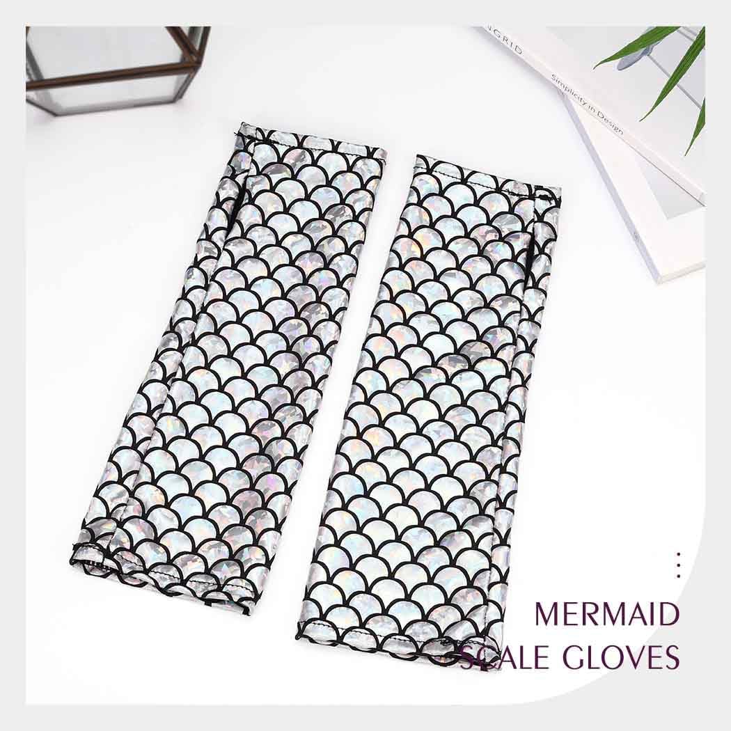 Green Mermaid Glove Fish Scale Arm Sleeve Party Gloves Costume Accessories for Women - Image 3