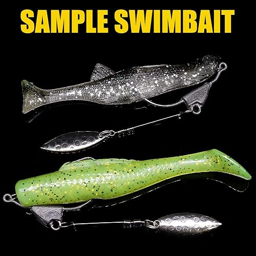 Miniatura 8 de XFISHMAN Underspin-Jig-Heads-Swimbait-Hooks-with-Spinner Blades - Ganchos de pesca con peso, paquete de 6