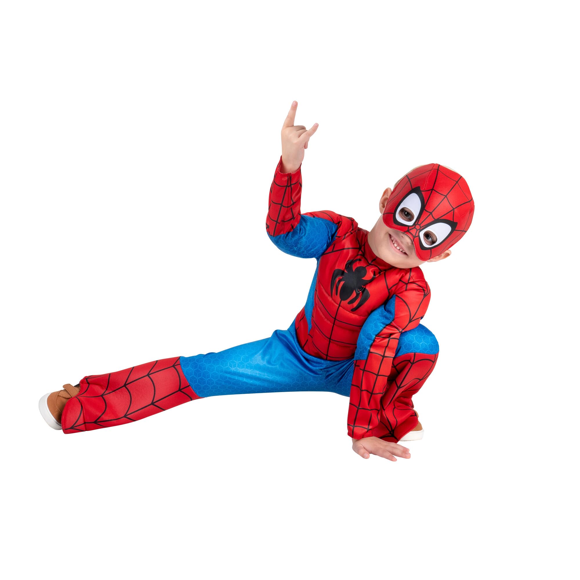 MARVEL Official Toddler Deluxe Halloween Costume - Premium Quality Padded Jumpsuit and Fabric Headpiece (3T-4T)