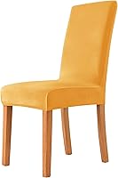 Vista 26 de Fundas elásticas para sillas de comedor, fundas protectoras de asiento extraíbles de terciopelo suave para silla Parson (2, beige)