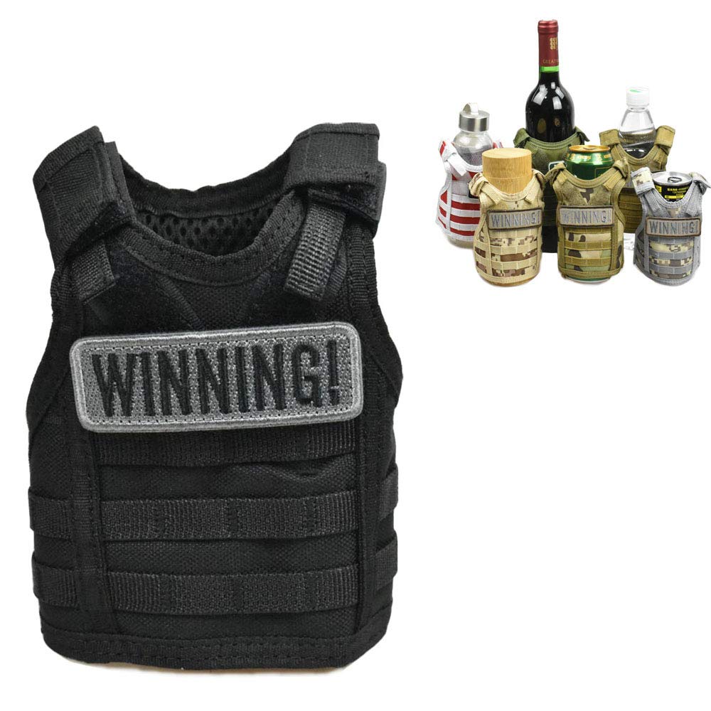 JFFCESTORE Fun Novelty Beverage Cover,Beer Vest Beverage Cooler Strap Adjustable Mini Tactical Vest Molle Beer Holder with Molle Webbing for 12oz or 16oz Cans or Bottles