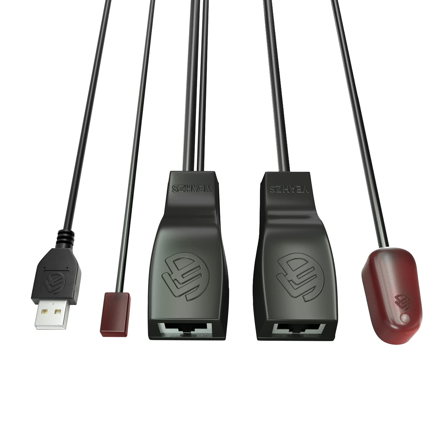Répéteur infrarouge, rallonge de télécommande infrarouge, système de répétition infrarouge, compatible avec câble Ethernet Cat6/Cat5e/Cat6 (émetteur IR à tête unique)