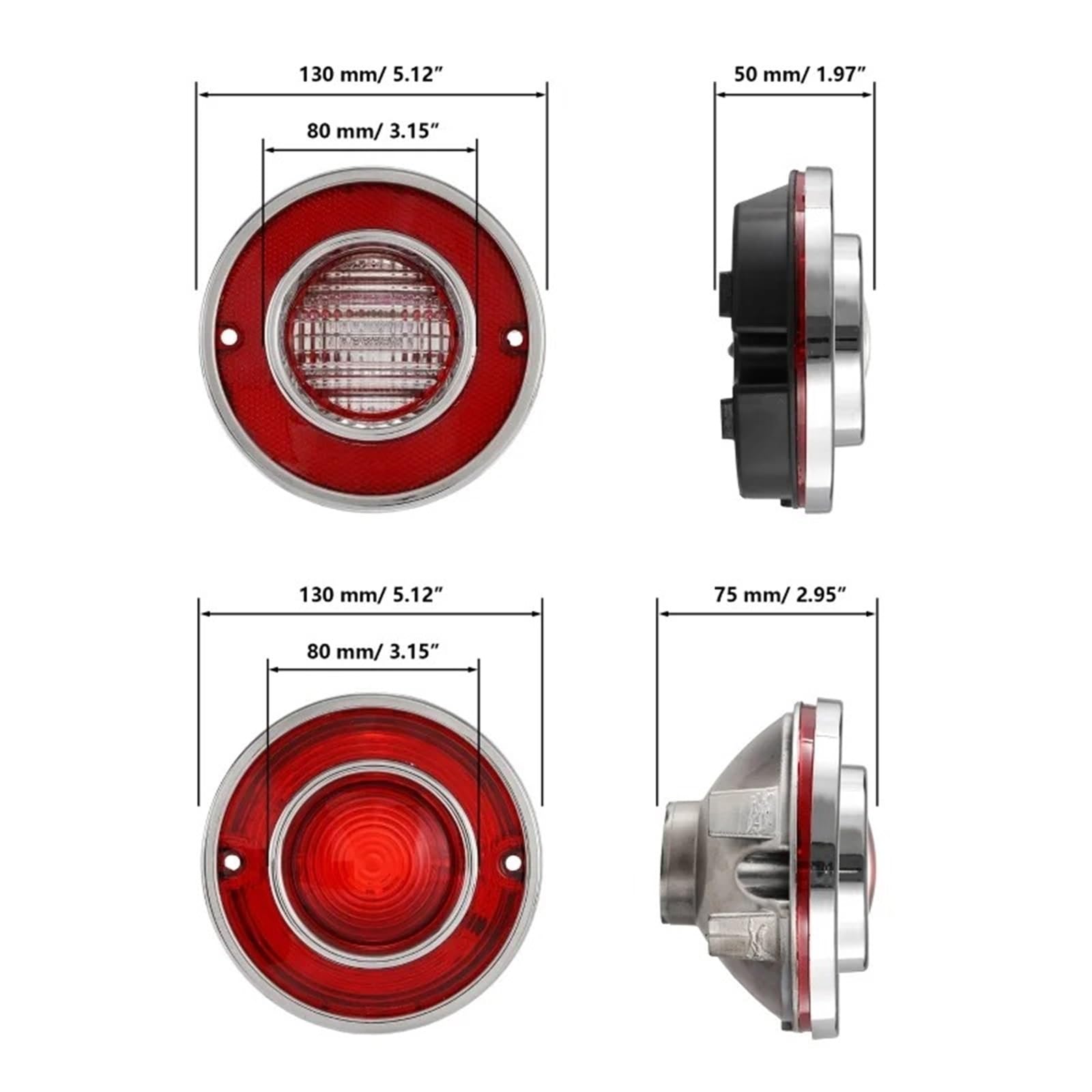 Auto luz Trasera para Chevrolet para Corvette para C3 1975-1979 Sin Bombillas Juego De 4 Luces Traseras Y Luces De Marcha Atrás para Coche Faro Trasero Halógeno(Smoked Shell)