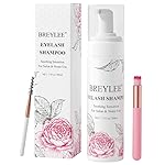 Eyelash Extension Cleanser, BREYLEEEyelash Extension Shampoo Eyelash Extension Foam & Brushes Eyelid Cleanser for Makeup Remover Paraben & Sulfate Free for Salon and Home Use(200ml, 7 fl oz)