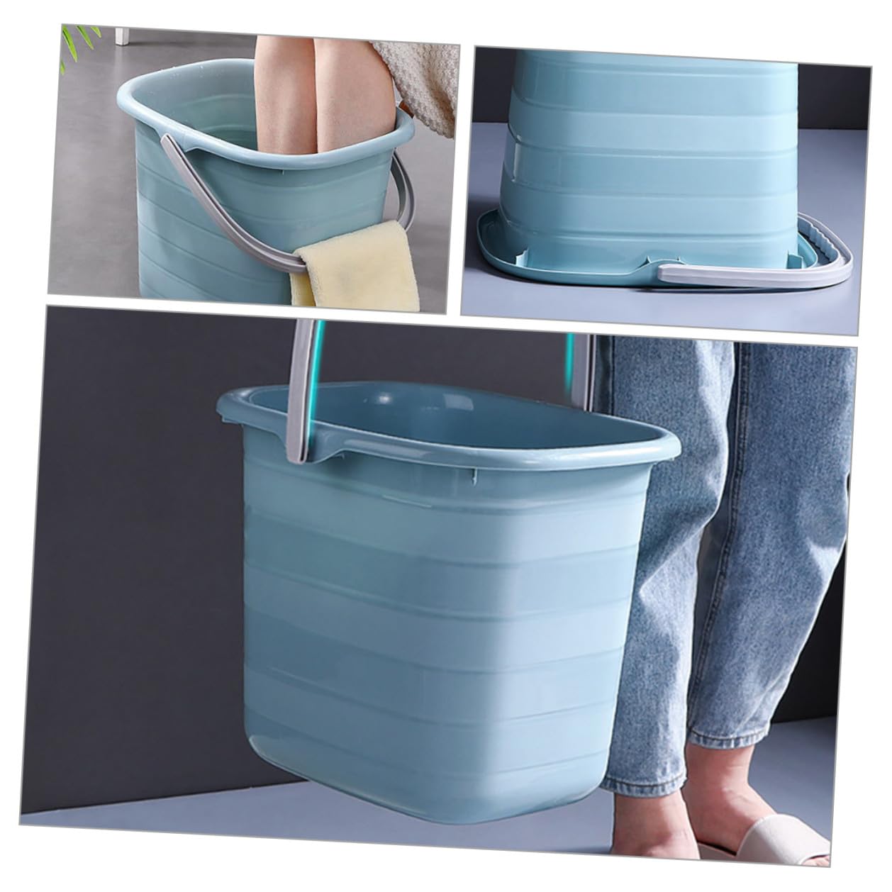 Secchio in Plastica per Uso Domestico Manico Labor-saving, Buona Capacità di Carico, per Famiglie e Giardinaggio, Secchio Rettangolare per Stoccaggio Acqua
