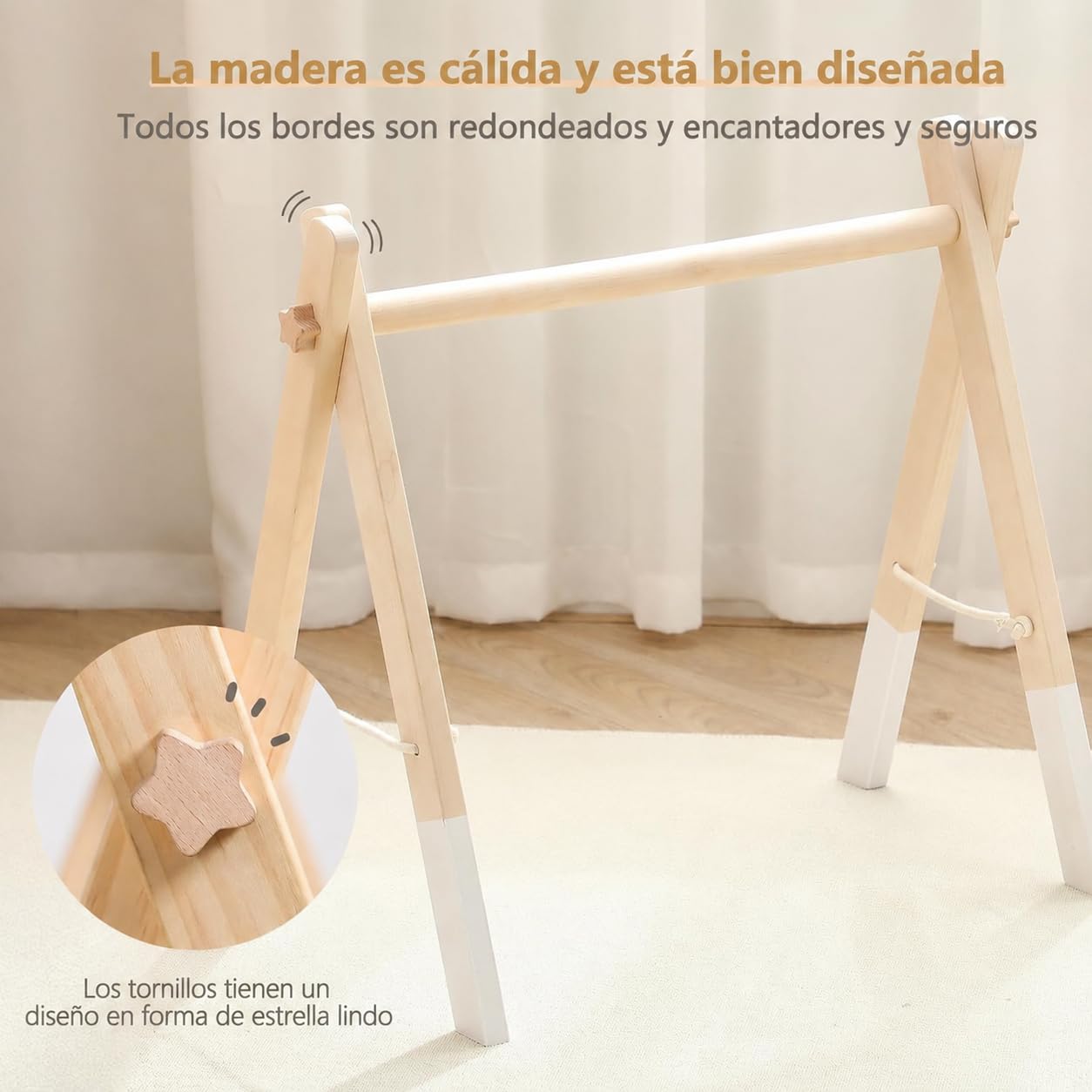 Gimnasio de juego para recién nacido, arco de madera para bebé, centro de actividades, diseño blanco, arco de juego extraíble, para guardería