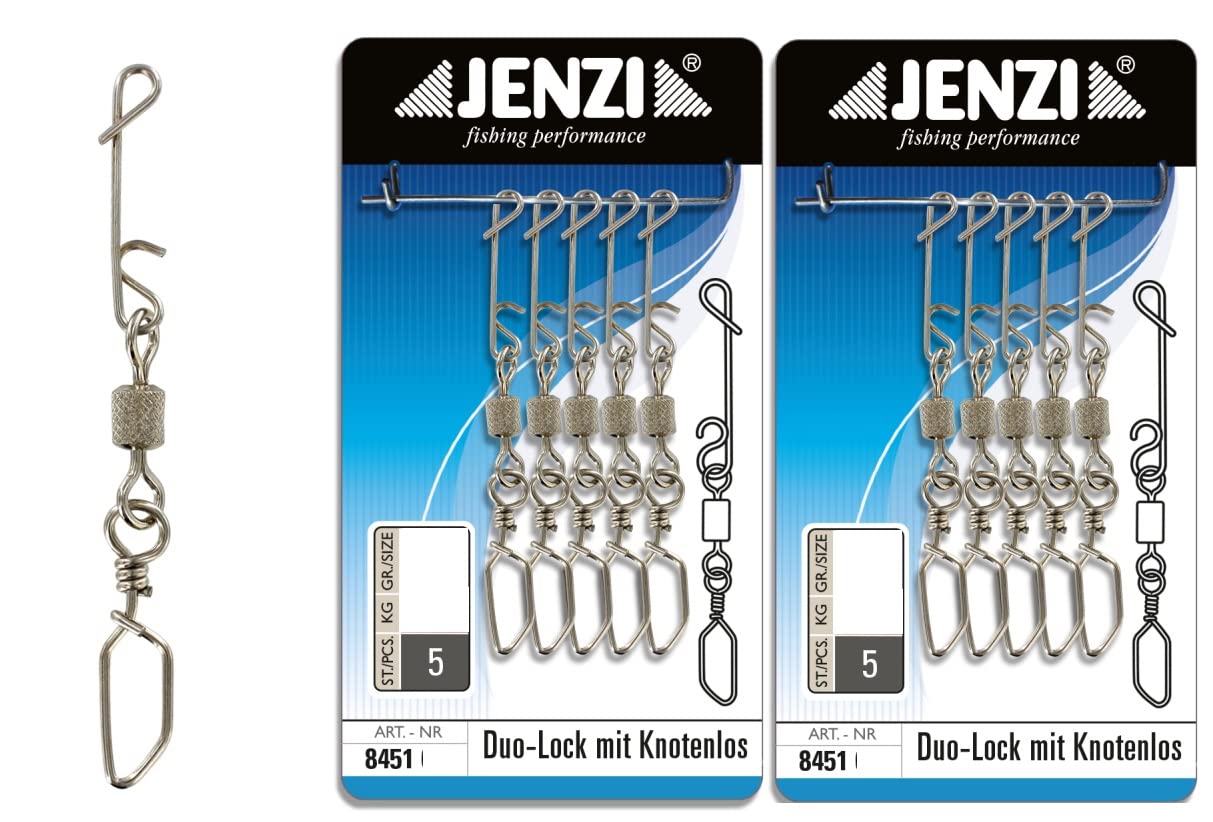 Set: 2 Packs (10 Swivel Carabiners) Knotless Cord Connector Snap with Swivel Carabiner from Jenzi + Free Petri Sticker (24 kg)
