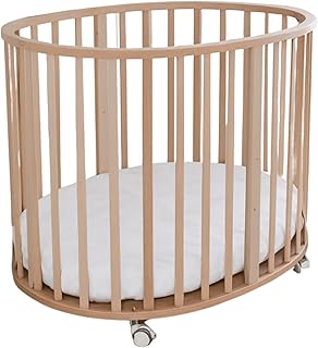 Bebek On For Natural Beech Wood Baby Basket Crib 42×27 in I Portable Bassinet Newborn Bedside Sleeper (0–24 Months) I Mattress Included