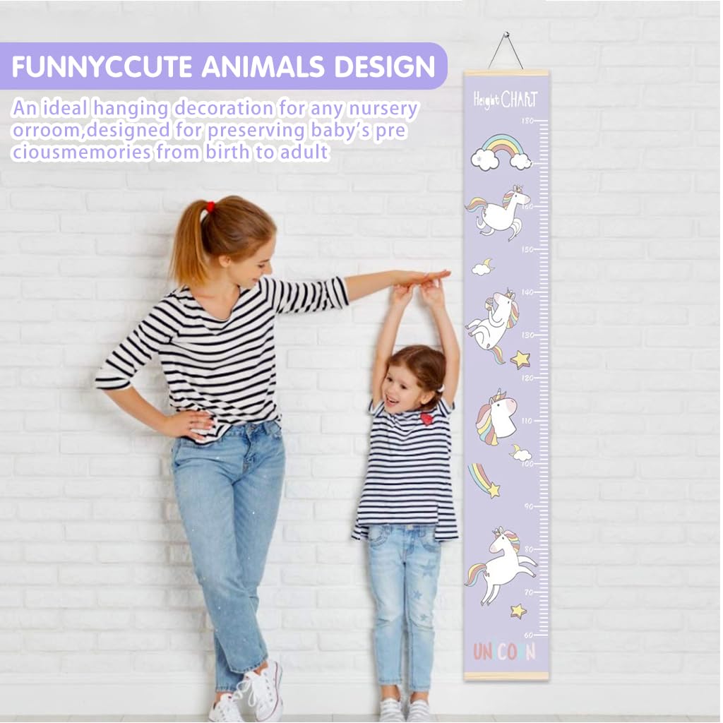 SNOWIE SOFT Cartoon Unicorn Growth Chart For Kids 60-180Cm Wall Hanging Growth Chart For Kids & Teenagers Canvas Cartoon Growth Chart Waterproof Canvas Growth Chart For Kid's Room,1 Count,Purple - Image 7 thumbnail