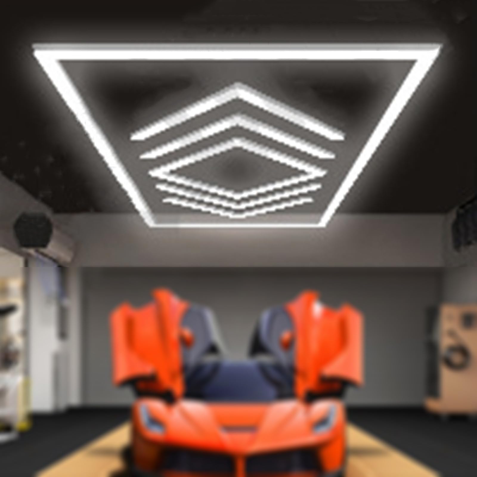 432W LED Garage Honeycomb Light 16500K Positive White Light Color Suitable for Garages Gyms Basements Warehouses Car Beauty