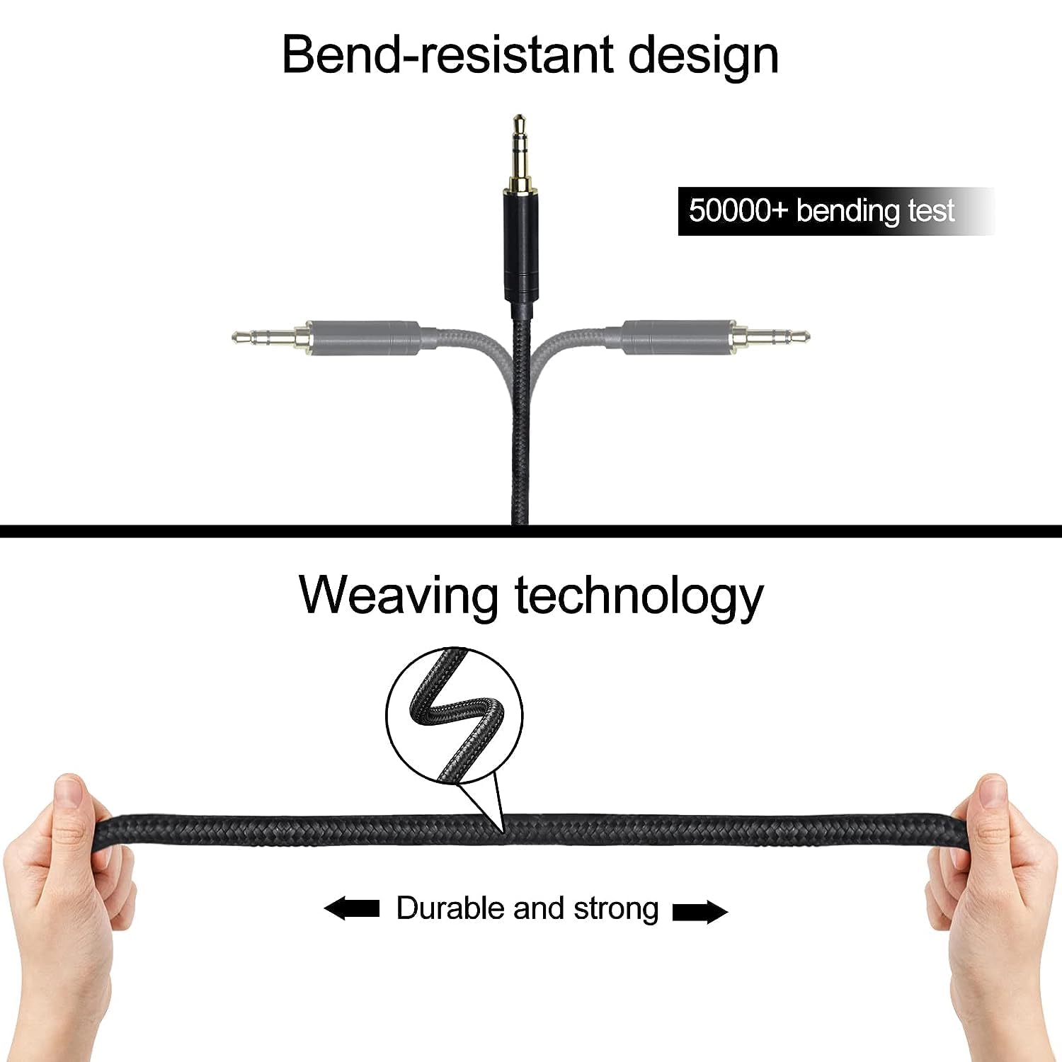 AX 3,5 mm verbessertes Ersatz-Kopfhörer-Audiokabel für Sony MDR-Z7, Z5, Z7M2, Z1R, BeyerDYNAMIC T1, T5, Stereo 3,5 mm Stecker auf Dual 3,5 mm 4,3 ft