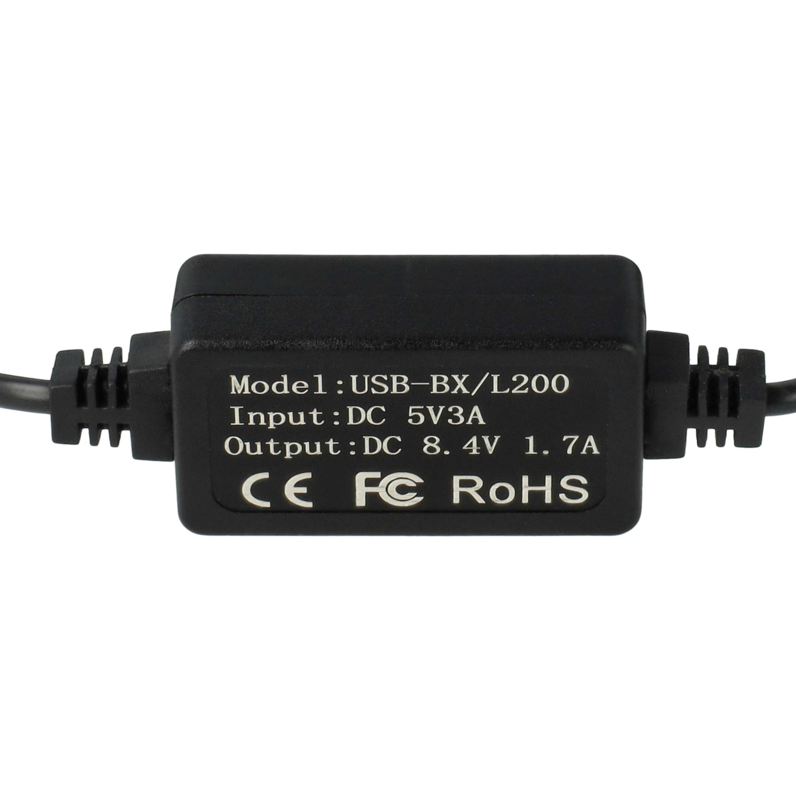 vhbw Kabel USB do ładowania kompatybilny z Sony HDR-XR350, XR550, XR550E, XR350E, XR350V, XR500V, XR520V Kamera, Kamera Kamera, Czarny