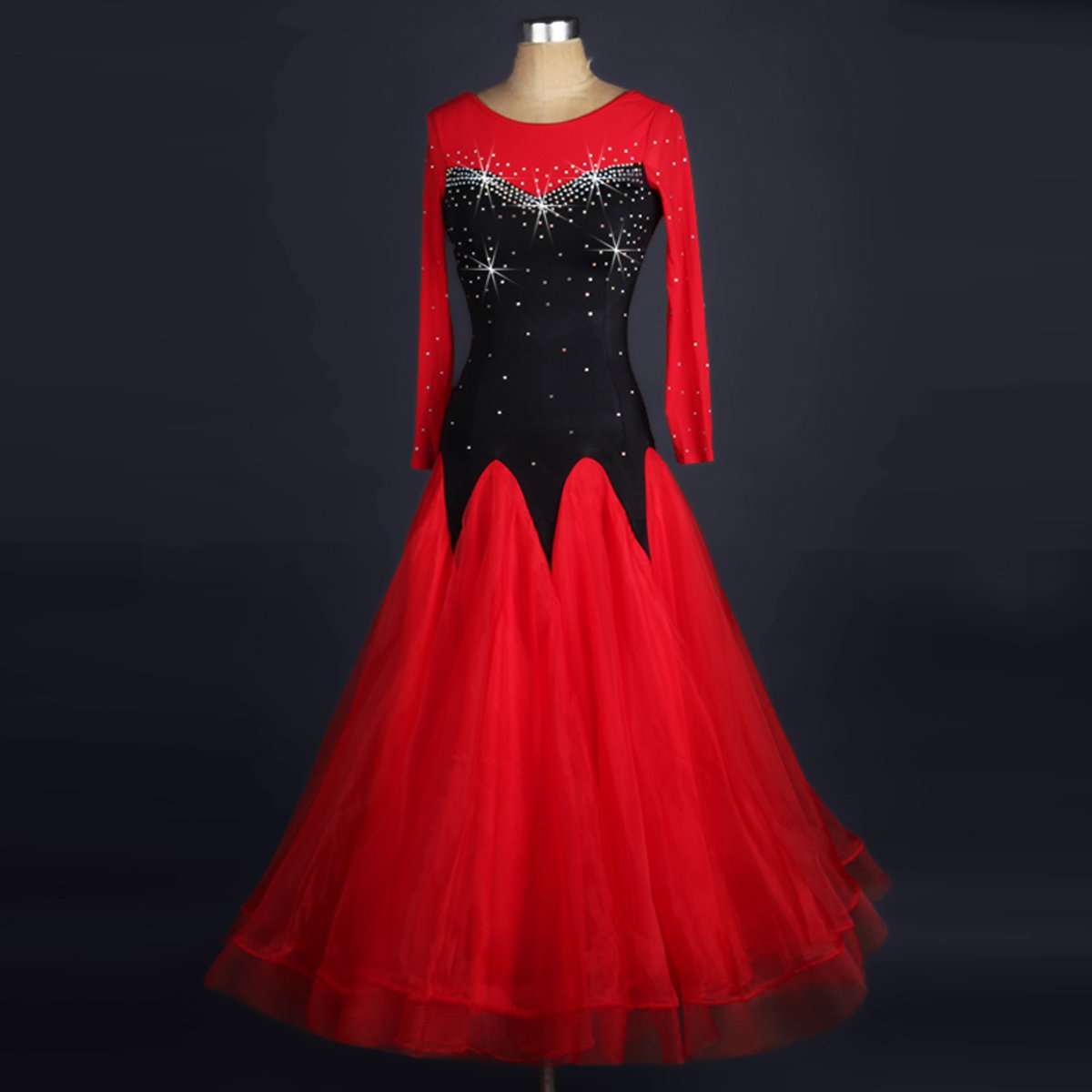YC WELL Ballroom Dance Dress Modern Waltz Tango Smooth Ballroom Dance Costumes(L)