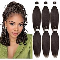 Vista 43 de Cabello trenzado de jengibre preestirado, 6 paquetes de 24 pulgadas, cabello sintético preestirado, trenzas naturales de fácil torsión, ajuste