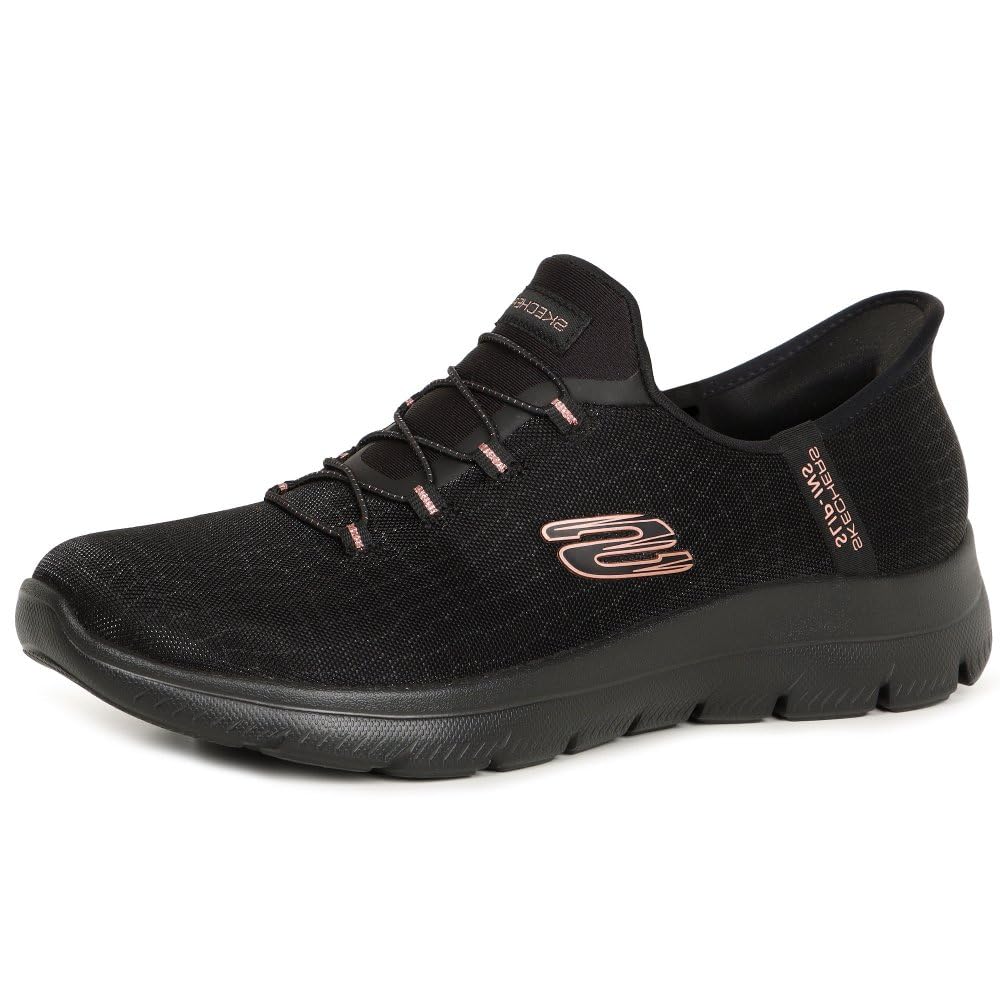 Skechers Donna Summits Classy Night Slip-​In ALLENATRICE, Black Mesh Black Rose Gold Trim, 36 EU