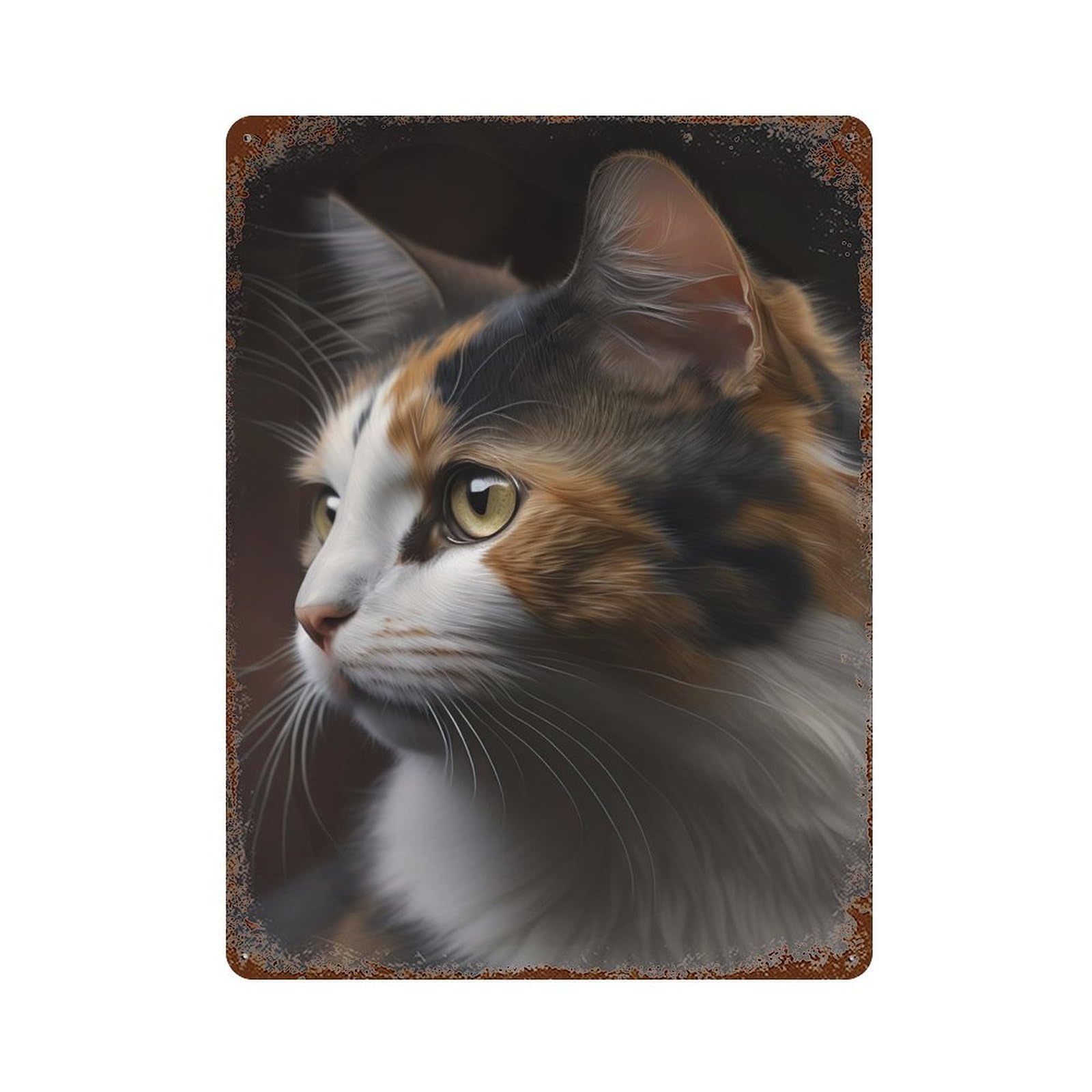Calico Cat Decorative Tin Sign 15.7"x11.8", Old School Wall Decor for Garage, Pub Or Kitchen