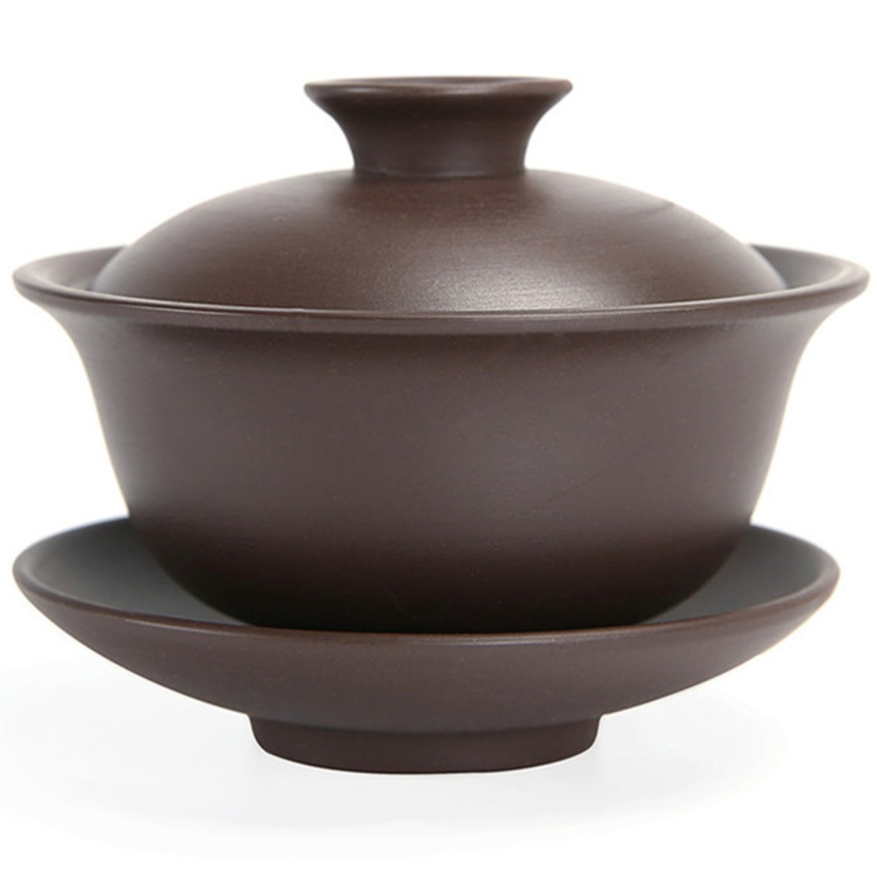 Ginwrek Chinese Tea Cup Gaiwan Teacup 5oz Zisha Purple Clay Chinese Tea Cup 3.9x3.2 Kungfu Bowl with Lid and Saucer Traditional Gaiwan
