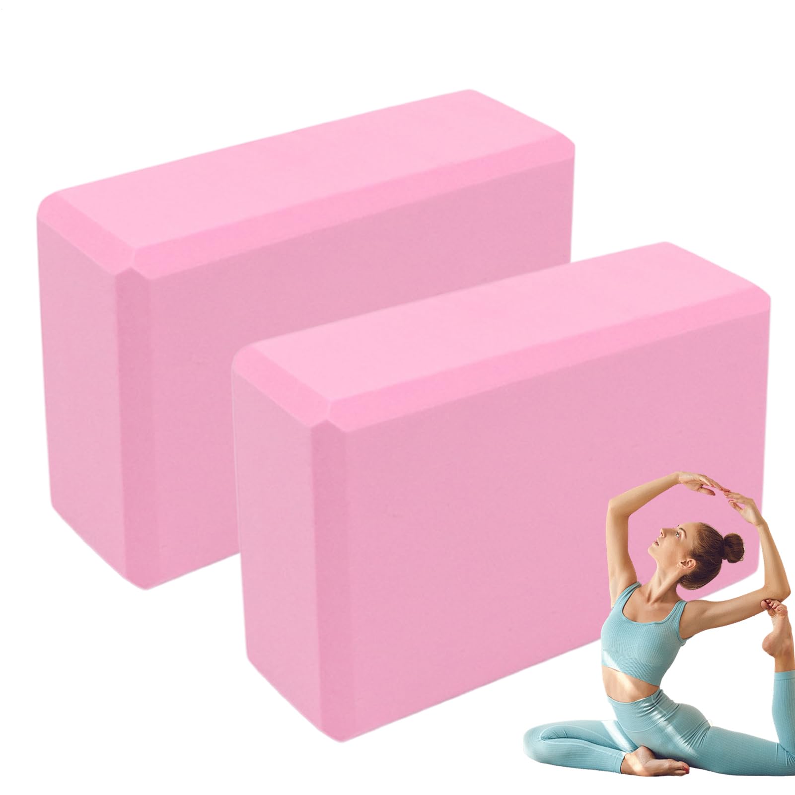 Pilates Block | 2Pcs EVA Foam Exercise Blocks | Stretcher Wedge Balance Advanced Beginners Hot Yoga Meditation Stretching Home Squatting Gym Handstand Workout Fitness