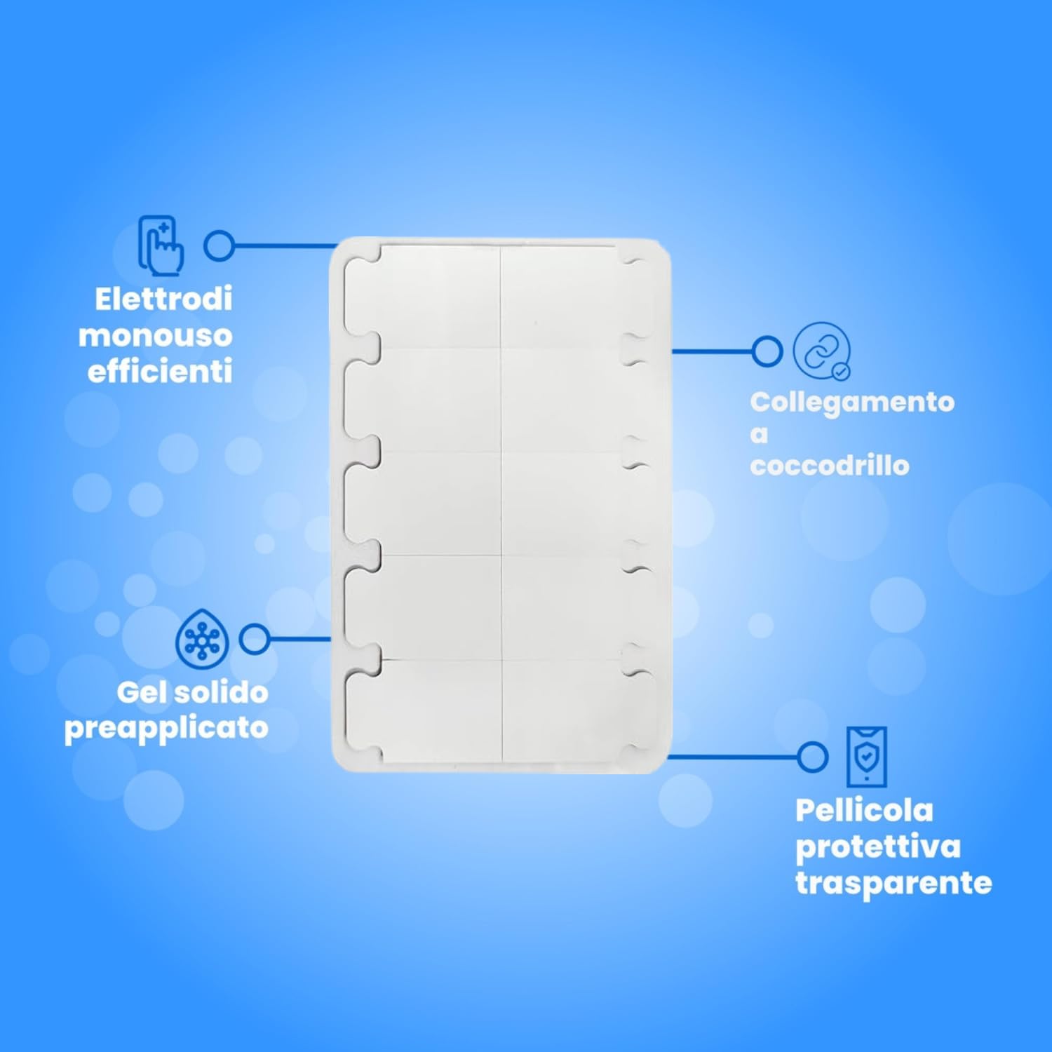 TAB04 - Kit 500 Elettrodi ECG Monouso, Certificato CE - Pregellato 34x23mm Adulti, Radiotrasparente, Elettrostimolatore, Collegamento Cavetti Terminale a Coccodrillo, Gel Solido - TAB04