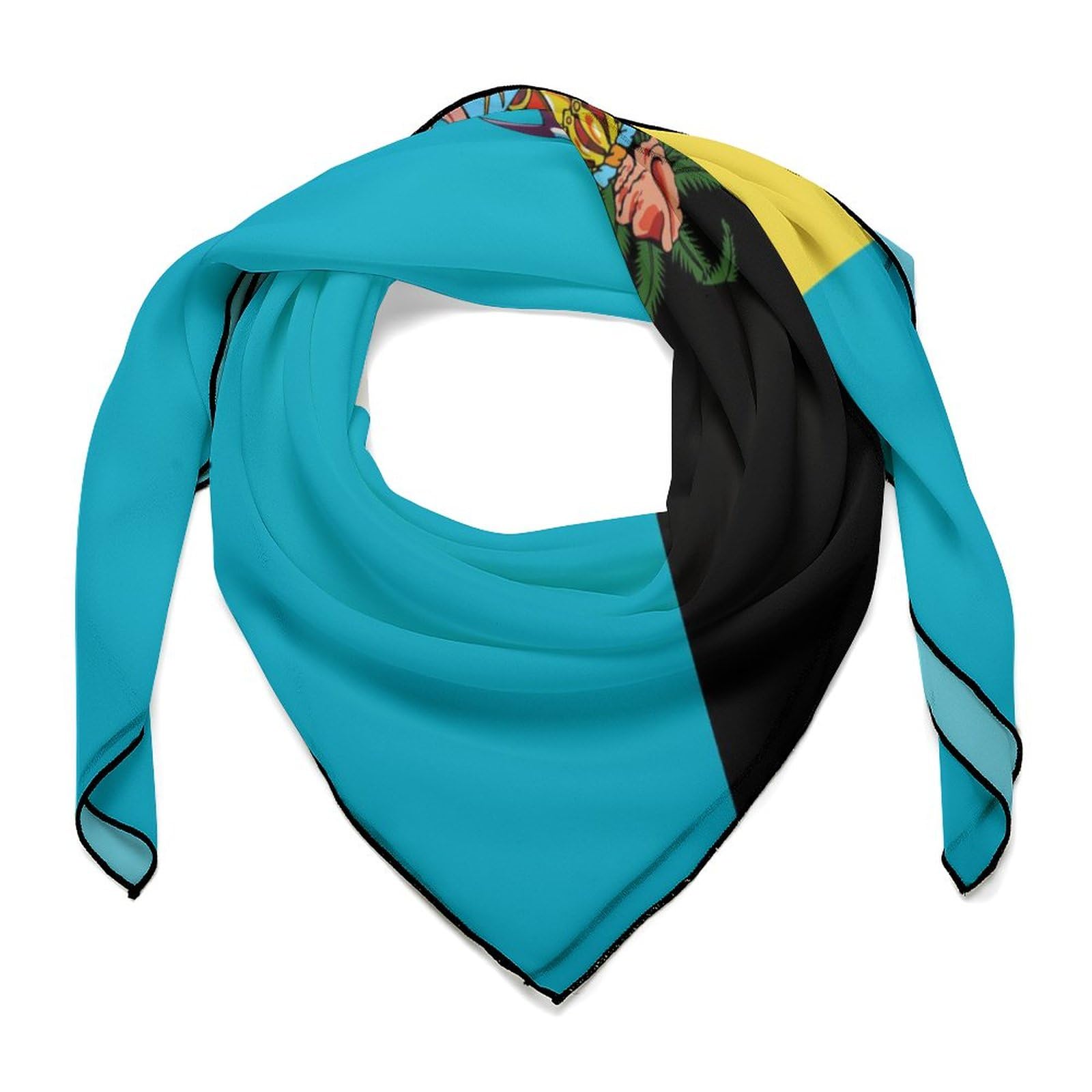 小物 arts&science Square scarf M E style Bahamas Flag Square Silk Scarf for Women Fashion Head Neck Scarves