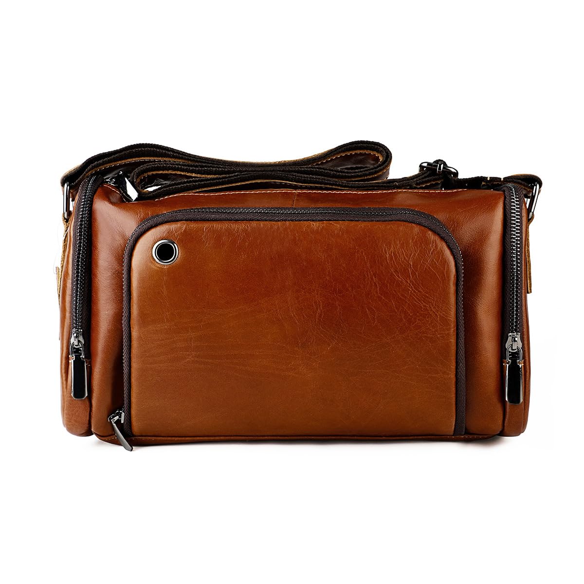 Genuine Leather Messenger Bag Men Crossbody Shoulder Pack Satchel Casual Sling Daypack Work Business Daily Use